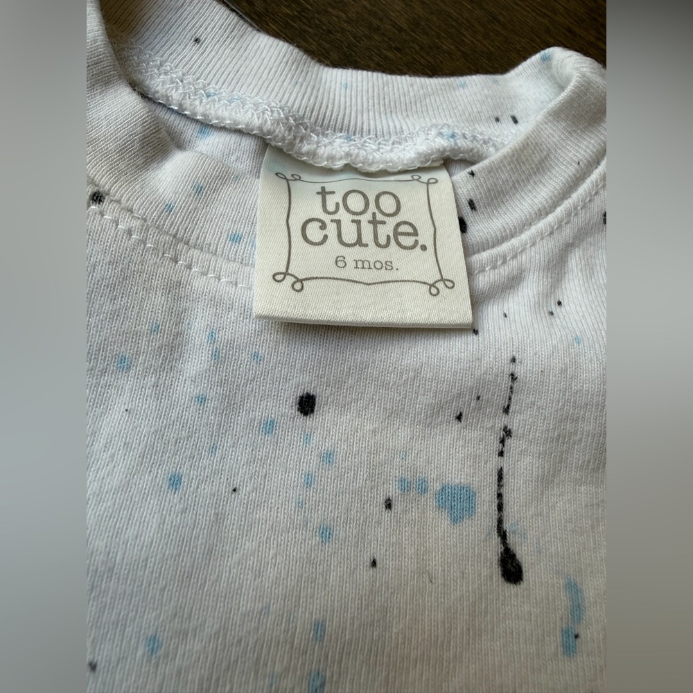 Cream & Blue Splatter-Print Kids Set - Picture 2 of 12